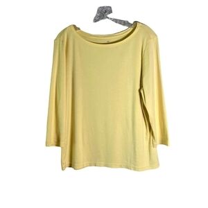 Talbots Pale Yellow Women's Long Sleeve Boatneck Solid Tee Size XL